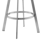 Armen Living Roman 26" Counter Height Swivel Bar Stool in Grey Faux Leather & Brushed Stainless Steel-8