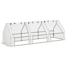 Outsunny 9' x 3' x 3' Portable Mini Greenhouse with Zippered Roll-up Doors - White- Greenhouse with good quality steel tube and PE cover
 