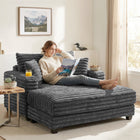 HOMCOM 60" Oversized Upholstered Chaise Lounge Sofa Bed - Grey-Enjoy generous space with an extra-deep seat designed for full relaxation