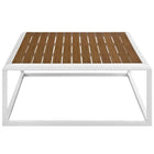 Modway Stance Outdoor Patio Aluminum Coffee Table - White Natural-Slatted Synthetic Wood Tabletop