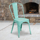 Flash Furniture Mint Green Metal Indoor-Outdoor Stackable Chair-500 lb. Weight Capacity