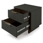Manhattan Comfort Granville 18.11" Modern 2-Drawer Nightstand - Dark Grey-Featuring 25mm of Board Thickness Made of High Quality Solid Wood and Solid Wood Ribbed Drawer Front