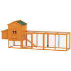 PawHut Wooden Chicken Coop with Extra Large Run and Slide-Out Tray - Orange-Asphalt roof resists different light weather 