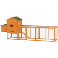 PawHut Wooden Chicken Coop with Extra Large Run and Slide-Out Tray - Orange-Asphalt roof resists different light weather 