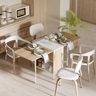 HOMCOM 67" Drop Leaf Folding Dining Table with Storage Shelves for 4 - Oak-This table can be used as a side table or console when not in use