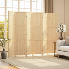 HOMCOM 6-Panel Bamboo Wave Freestanding Room Divider for Indoor Bedroom Office - Natural Wood-Elevated feet for more air circulation
