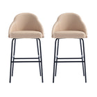 Manhattan Comfort Gracie 22" Modern Leatherette Upholstered Barstool - Tan and Black - 2 Pack-Modern Barstool with Backseat Perfect for Bar and Kitchen Use. Set of 2