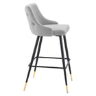 Modway Adorn Performance Velvet Bar Stool - Light Gray - Set of 2-Dense Foam Padding