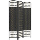 HOMCOM 3 Panel Wave Fiber Freestanding Room Divider for Home Office - Black-This room divider is ideal for creating personal space or dividing larger rooms
