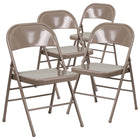 Flash Furniture HERCULES Series Triple Braced & Double Hinged Beige Metal Folding Chair-Set of 4 Metal Folding Chairs