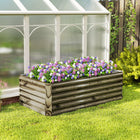Outsunny Galvanized Raised Garden Bed - Light Wood Effect-Open bottom promotes natural root growth and efficient water drainage  
