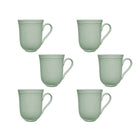 Casa Domani Florence Embossed Mug - 390ml - Sage - 6 Pack-Made of Porcelain featuring a delicate embossed pattern on scalloped profile.
