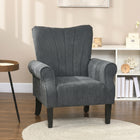 HOMCOM Fabric Accent Chair with Wood Legs - Rolled Arms for Living Room - Dark Grey-Rolled arms with deep stitches on the wingback brings timeworn charm 
