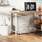 Vinsetto 3-Drawer Letter/A4 Filing Cabinet with Lock & Wheels - Grey Wood Grain-Melamine coated particleboard for easy cleaning and reliable daily use
