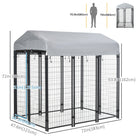 PawHut Outdoor Welded Wire Dog Kennel with Cover - 6' x 4' x 6' - Black/Silver-Connect multiple kennels together without any additional parts or panels 