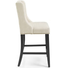Modway Baron Upholstered Fabric Counter Stool - Beige-Solid Rubberwood Legs
