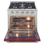 Kucht 30" KNG Series Pro Style Natural Gas Range - Stainless Steel/Red-Full stainless steel range with a professional handle for the ultimate cooking experience