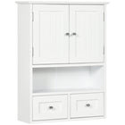 kleankin Bathroom Wall Cabinet with Shelf and Drawers - White-Wall-mounted design is space-saving