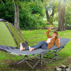 Outsunny Folding Camping Cot for Adults with Mat & Pillow - Dark Grey-Dual-purpose mat brings warmth and coolness as needed