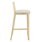 Modway Monarch Wood and Rattan Bar Stool - Antique White Natural Heathered Weave Ivory-Non-Marking Floor Glides