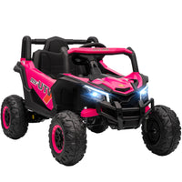Qaba 12V Battery Powered Electric UTV with Slow Start - Pink-Speed ranges 1.9-4.4 mph (3-7 km/h) with 2 manual speeds and 3 remote speeds 