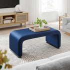 Modway Koda Performance Velvet Waterfall Ottoman - Black/Midnight Blue-Metal Base