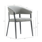 Manhattan Comfort Belle 22.4" Modern Textured Leatherette Upholstered Dining Chair - Stone Grey - Set of 4-Grey Metal Frame Adds Strength and a Sleek, Modern Finish