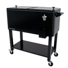 Permasteel 80 Quart Patio Cooler with Removeable Basin - Black-Powder Coated Steel Construction