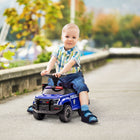 Aosom Kids Sliding Ride-On Police Car with Under Seat Storage - Blue-Kid-size handle, ideal for toddlers aged 18 to 60 months 