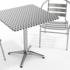 Flash Furniture 27.5" Square Aluminum Indoor-Outdoor Table Set with 2 Slat Back Chairs-Smooth Stainless Steel Table Top