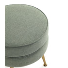 Manhattan Comfort Bailey 18.11" Mid-Century Modern Polyester Blend Upholstered Ottoman - Sage Green with Gold Legs - 2 Pack-Leg Height Measures: 8.66 in