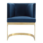 Manhattan Comfort Aura 24.4" Modern Velvet Upholstered Dining Chair - Royal Blue and Polished Brass-Floating Frame Design with Curved Backrest