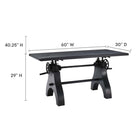 Modway Genuine 60" Crank Adjustable Height Dining Table and Computer Desk - Black-	Height Range 29" to 40.25"