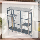 PawHut 61" H Outdoor Catio Window Box - Grey-Features three levels with two platforms and a scratching post 