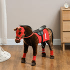 Qaba Kids Ride-on Horse with Neighing Sounds, Saddle and Stirrups-Neighing sound effects provide a more authentic riding experience 