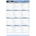 Day-Timer 2026 Flexible Erasable Vertical/Horizontal Wall Planner - 23-7/8" H x 36" W - Blue - Bilingual-12 months: January 2026 - December 2026