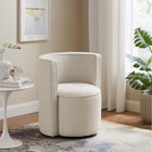 Modway Della Boucle Fabric Swivel Chair - Ivory-Powder-Coated Iron Swivel Base