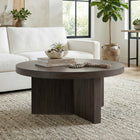 Hudson&Canal Holm 32"W Round Coffee Table - Alder Brown-Finished in wood-look alder brown
