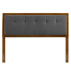 Modway Draper Tufted Fabric and Wood King Headboard - Walnut Charcoal-Interchangeable Bed Frame Options