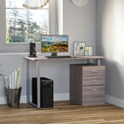 HOMCOM 47.2" Computer Desk with Multi-Use Reversible File Drawers - Brown-The filing cabinet features 3 drawers, storage drawers and a file drawer to store all your office supplies and documents