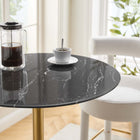 Modway Lippa 28" Round Faux Marble Bar Table - Gold Black-Seats 2