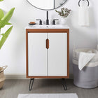 Modway Energize 24" Bathroom Vanity - Cherry/White-Metal Hairpin Legs