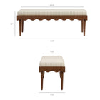 Modway Mirette Scalloped Edge Striped Accent Bench - Oatmeal Stripe-Striped Fabric Cushion