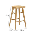 Modway Saville Backless Wood Counter Stools - Oak - Set of 2-Contoured Saddle Seat
