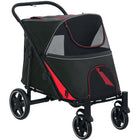 PawHut One-Click Foldable Pet Stroller with Shock Absorber - Black-Solid construction with steel frame and Oxford cloth 
