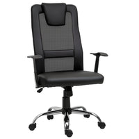 Vinsetto High Back Mesh Computer Desk Chair with Armrests - Black-Executive office chair with quality mesh and PU leather combination