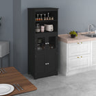 HOMCOM 63" H Buffet Cabinet with Hutch and Adjustable Shelf - Black-The vertical design saves space, making it ideal for small kitchens, dining rooms, living rooms, bathrooms, and laundry rooms 