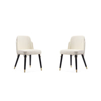 Manhattan Comfort Estelle 20.08" Modern Faux Leather Upholstered Dining Chair - Cream and Black - Set of 2-Modern Dining Chair Perfect for Dining and Home Office Use. Set of 2