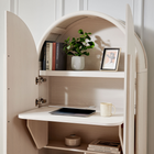Modway Bellamy Arched Fold-Out Desk Cabinet - Ash-Soft-Close Hinges