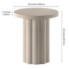 Hudson&Canal Olie Round Fluted Side Table - 20" W - Alder White-Features easy assembly